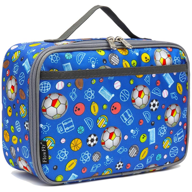 FlowFly Kids Lunch box Insulated Soft Bag Mini Cooler Back to School Thermal Meal Tote Kit for Girls, Boys,football - Image 1
